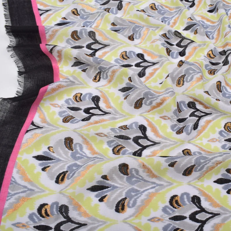 Newest Spring Summer  Beach Shawl Floral Print Scarves Soft Viscose Stylish Shimmer Glitter Wraps Muslim Gold Foil Boho Scarf