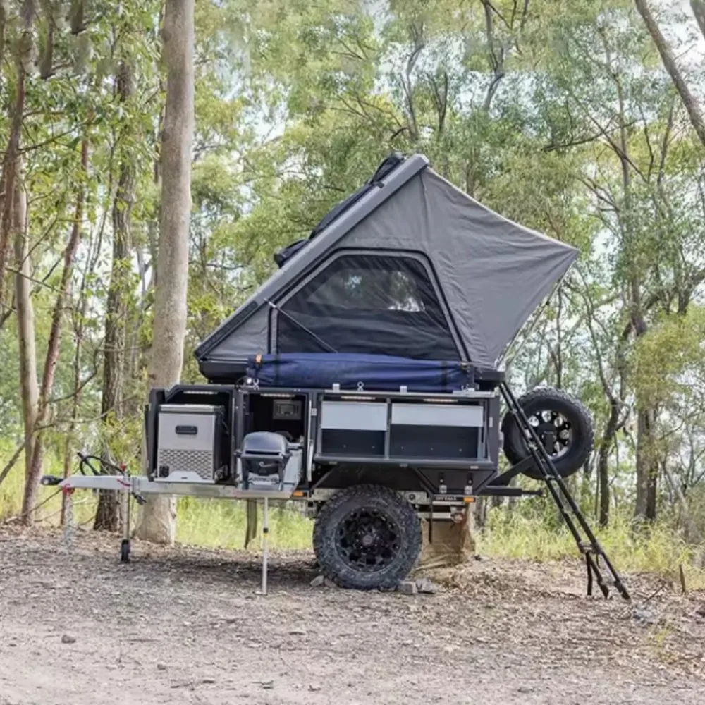 Hot Sale Forward Folding Independent Suspension Camper Trailer With Huge Tent For Sale