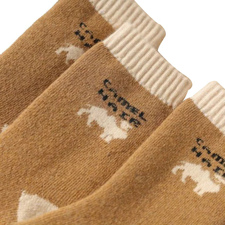 KTK Extremely thick warm heated cushion terry camel hair wool socks women socks