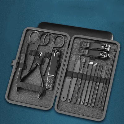 YUXI New Style Black Nail Clipper Set Professional Stainless Nail Cuticle Clippers Manicure Set Tools