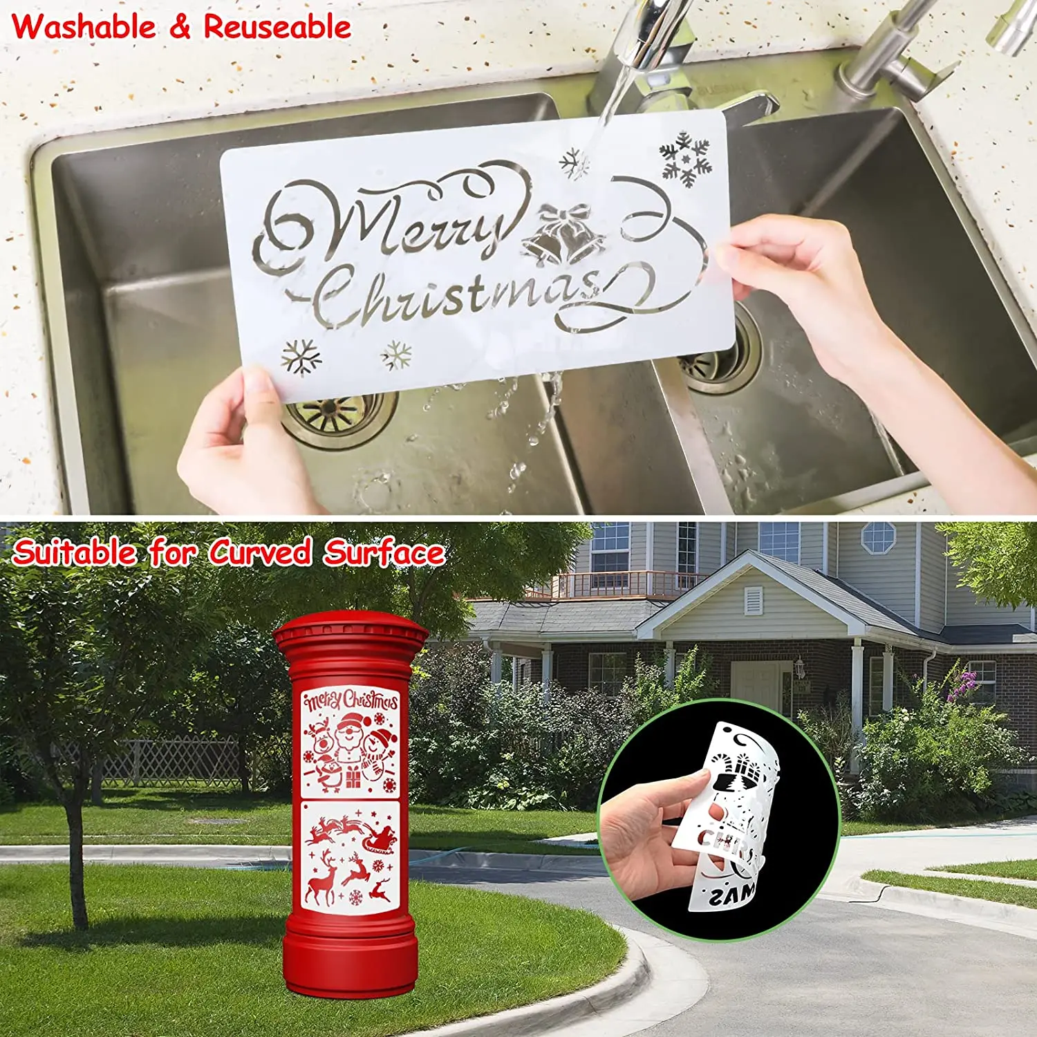 Merry Christmas Art DIY Crafts Stencils Plastic Painting Stencil