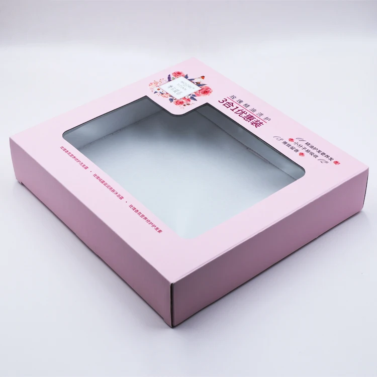 Custtom Luxury Cosmetic Shampoo Skincare Set Packaging Corrugated Carton Box with Handle Corrugated Shipping Boxes with windows