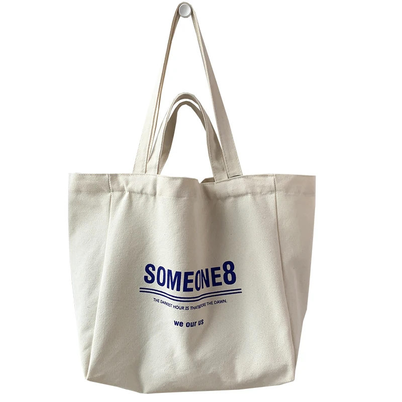 Pocket cotton shopping bags canvas tote bag with inside pockets