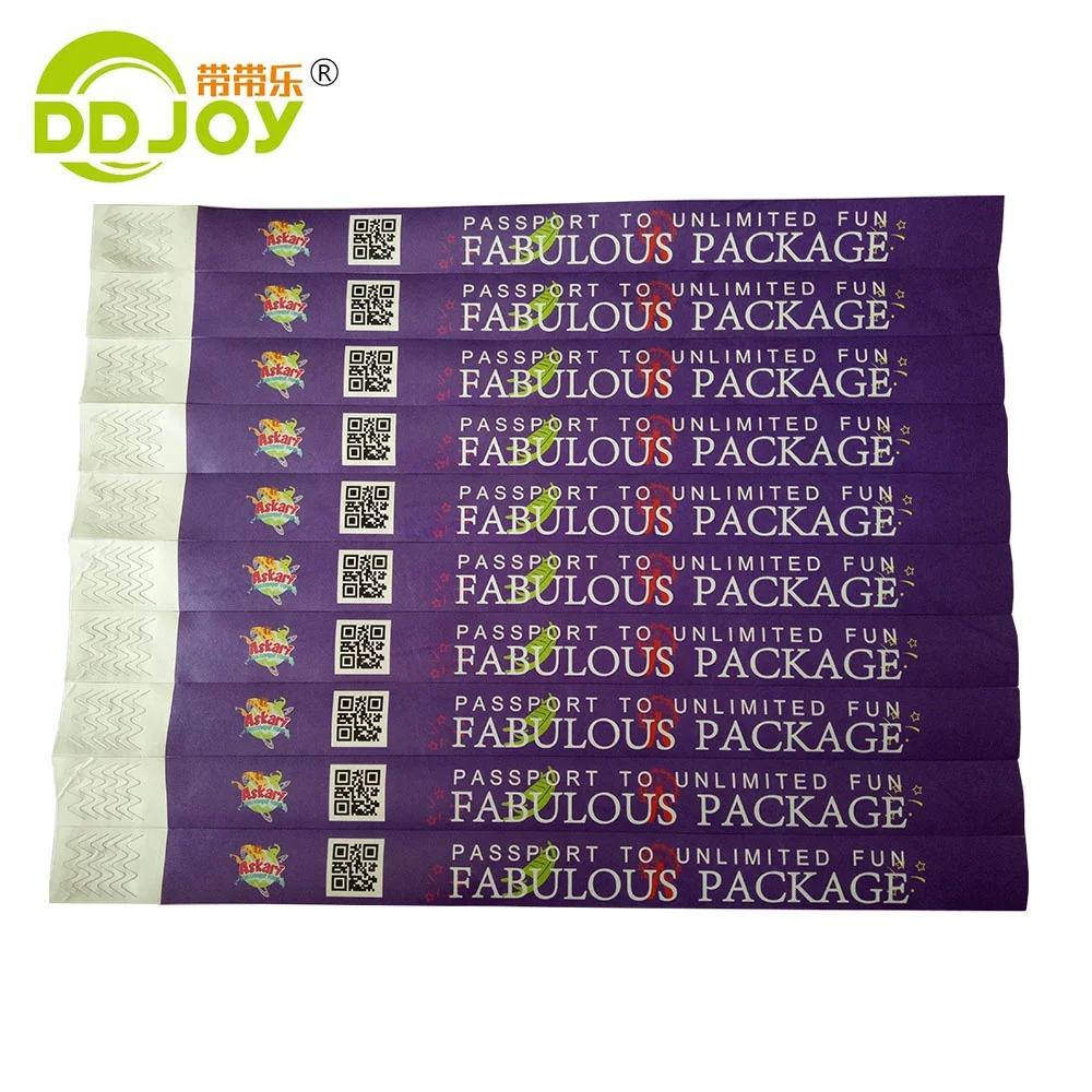 High Quality Gifts Types Custom waterproof resistant adhesive Events Party paper tyvek Wrist bands