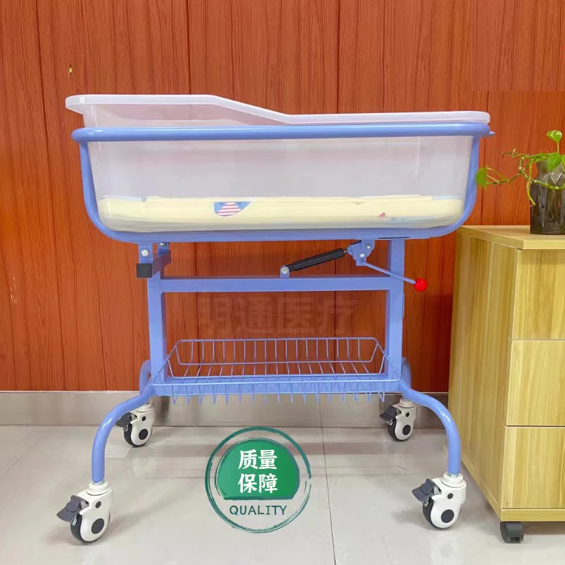 medical infant baby carriage Steel hospital pediatric baby cradle trolley newborn baby crib
