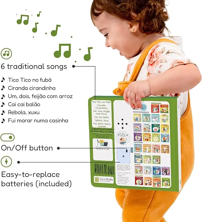 Famous English and Spanish Nursery song Sound Board books for Toddlers 1-3 and 2-4