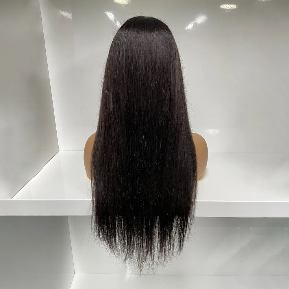 Luke Custom Natural Black Bang Wigs New Style Long Wigs With Bangs 30 32 40 Inches No Lace Human Hair Wig With Bang