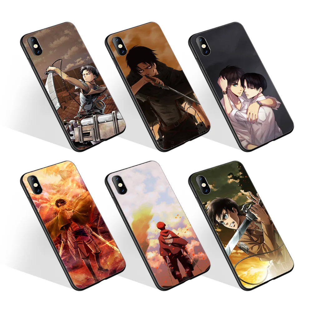 High Quality Cartoon attack on titan Custom Fashion Black Soft TPU Phone Case For iPhone 7 Plus For Samsung S20 Plus 5G