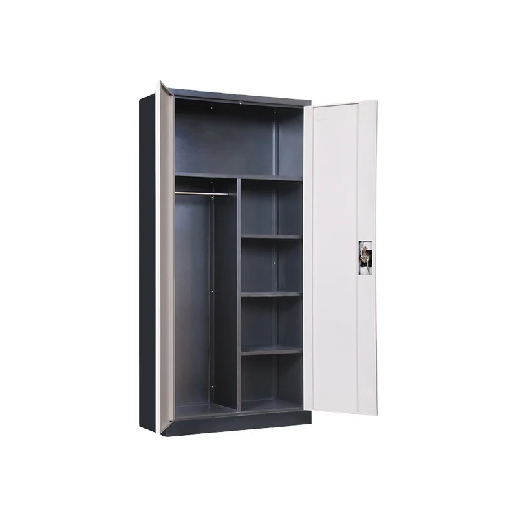 2 Door Clothing Steel Cupboards For Clothes Cabinet Locker Bedroom Wardrobe Office Furniture Staff Adult Cabinet