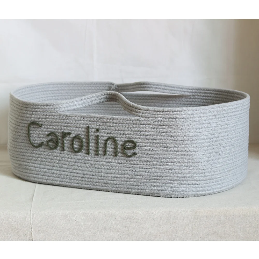 ICEBLUE HD Handmade Beige Cotton Rope Nursery Moses Basket Portable Baby Bassinet