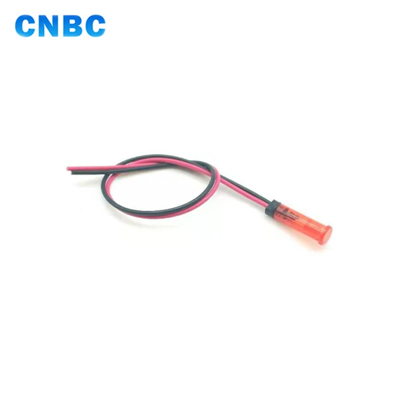 6mm mini size plastic 12v 24v led indicator light with wire leading
