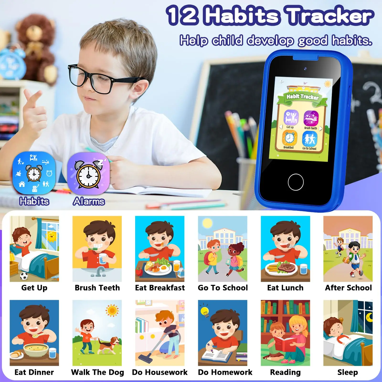 Kids Smart Phone Christmas Birthday Gifts Toys Cell Phone Touchscreen Toddler Learning Play Phone with Dual Camer