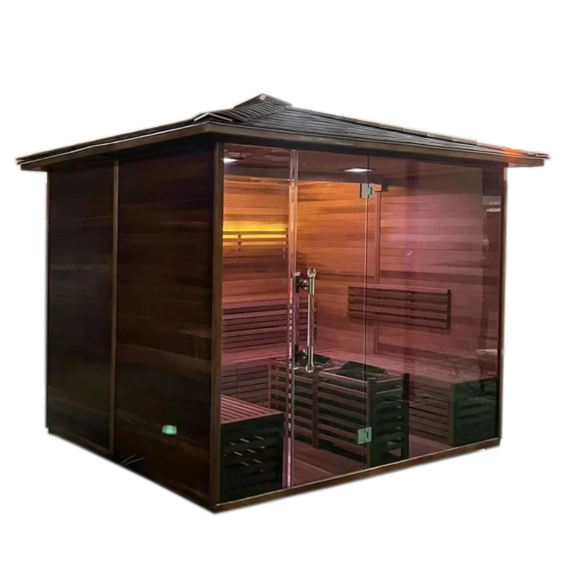 Global Wholesale Steam Wet Outdoor Home Use Wooden Sauna Room Big Size with Double Seat