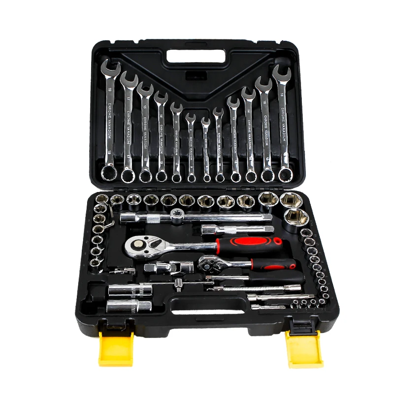 Гоман 61 шт автосервисные бытовой набор ручных инструментов пластиковый ящик для инструментов с гнездом для шлица «звездочка» Набор торцевых гаечных ключей heavy duty set