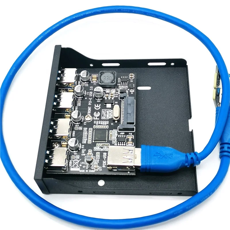 4 Port PCI-E to USB 3.0 HUB PCI Express Card Adapter with Power Connector
