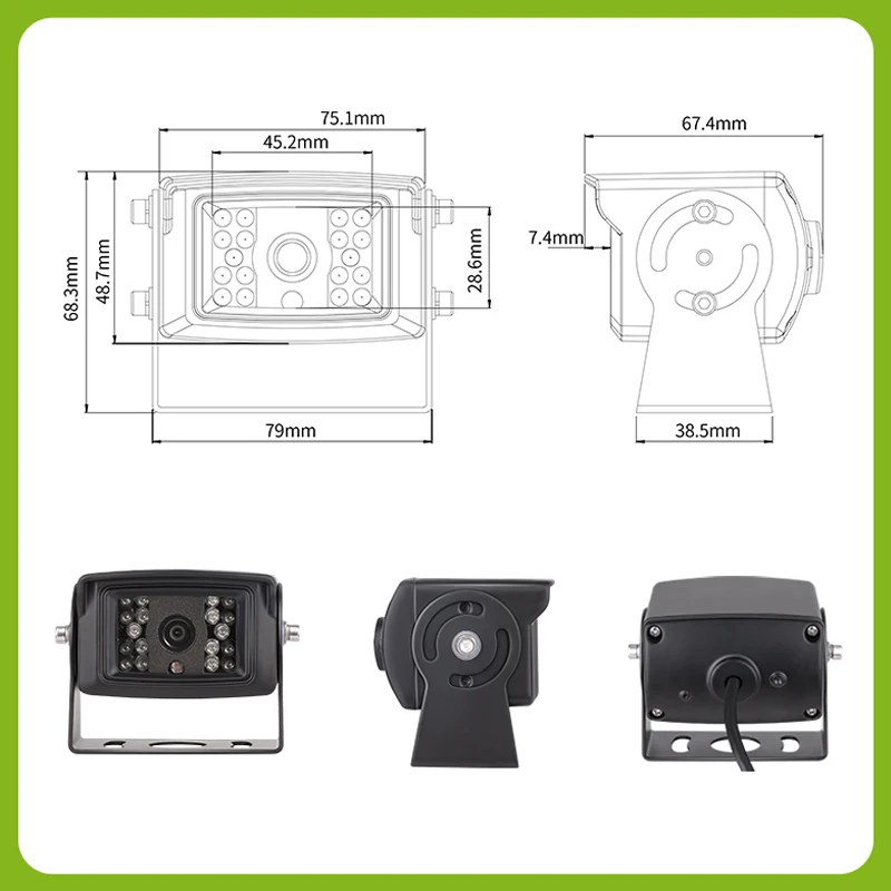 120 Degree CCD Car Side Camera Rear View Backup Reverse Camera with Waterproof Function Custom Model DC 12V for Vehicle