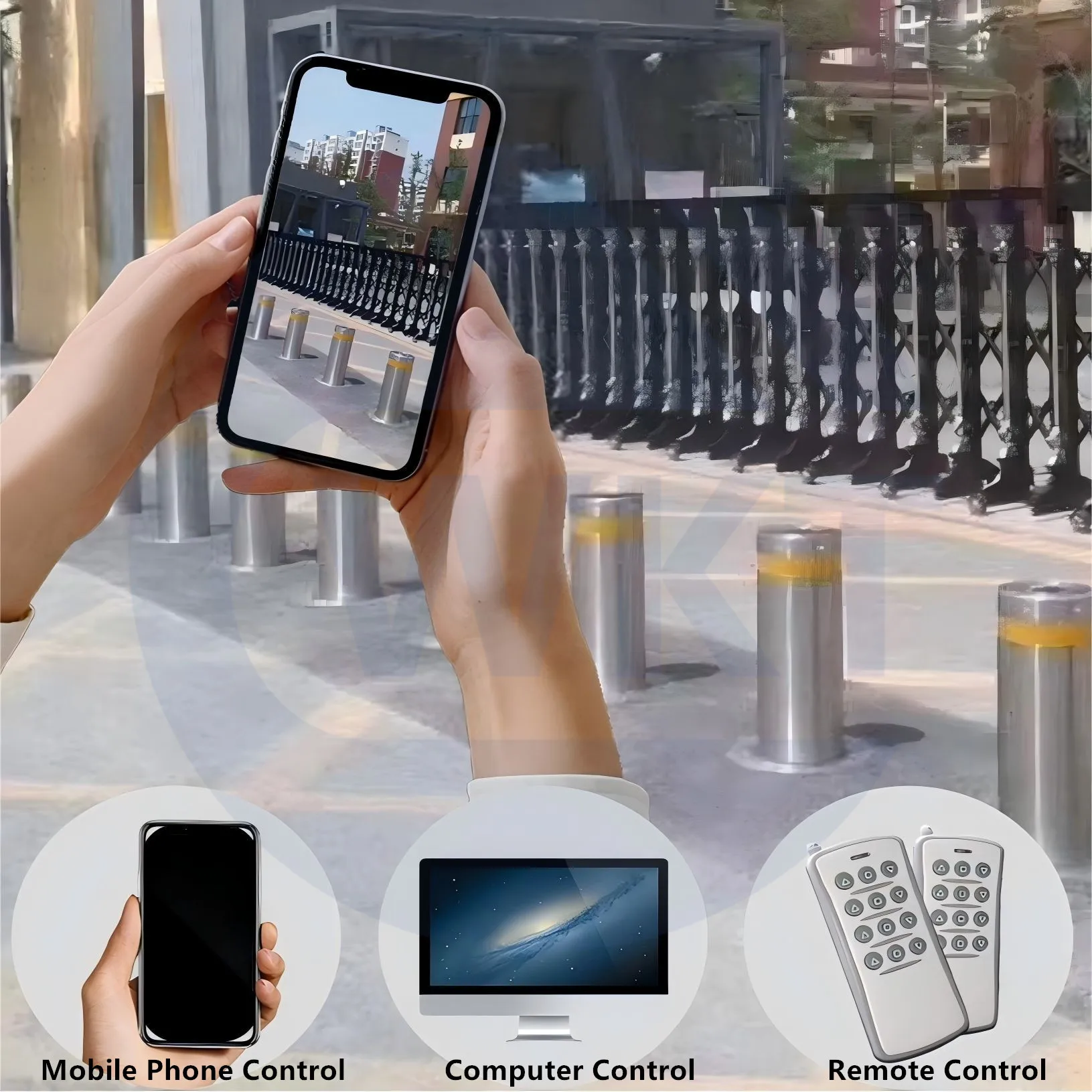 Wan Cartoon Remote Controlled Hydraulic Bollard Barrier Electric Parking System Road Mobile Lifting Column Traffic Barriers