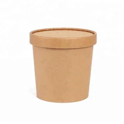 ECO Disposable Kraft Paper Soup Cup With Lid