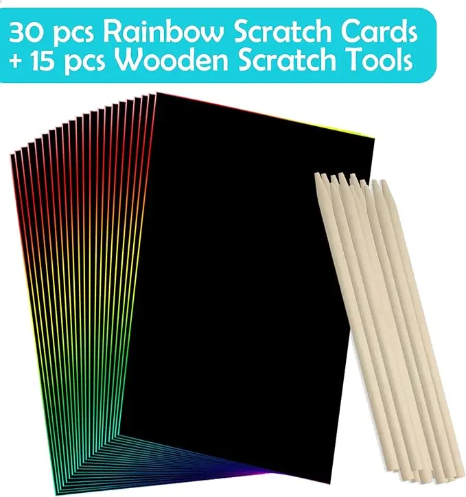 Creative Scratch Painting Art Paper Diy Custom Magic Color Rainbow Scratch Book For Kids