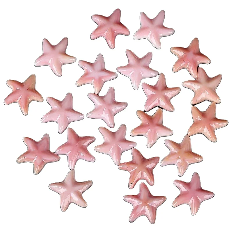 20mm Natural Stone Shell Carving Starfish Cabochon, Shell Cabochon Pair
