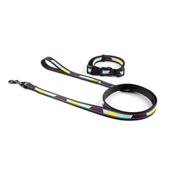 Saiji custom private label with packing box adjustable outdoor walking plain nylon pet dog collar leash