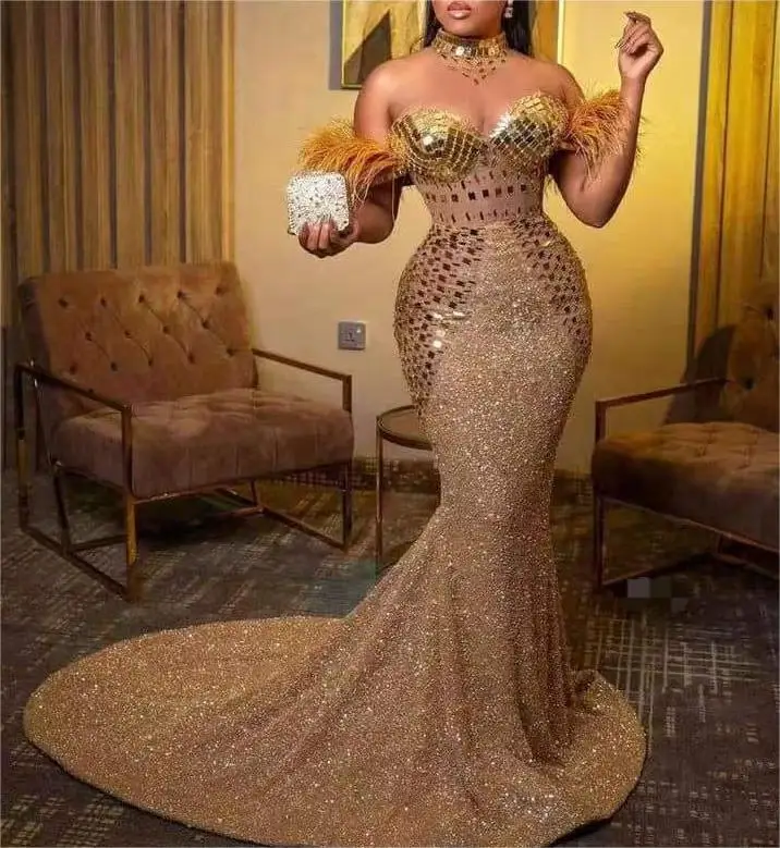 Women Maxi Dress Modest Floor-Length Summer 2024 Mesh Rhinestone Pink Mermaid Plus Size Prom Dresses For Women Elegant