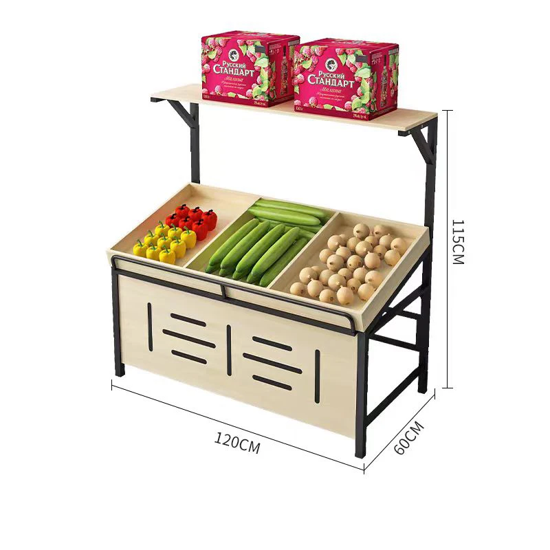 Wooden  fruit vegetable display rack for Supermarkets and convenience stores