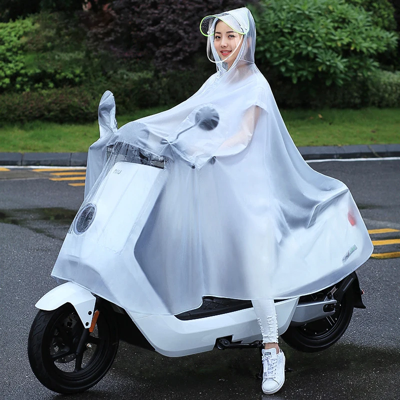 Ebike Rain poncho reusable PVC clear raincoat red white black color bulk with logo print  extra size for scooter