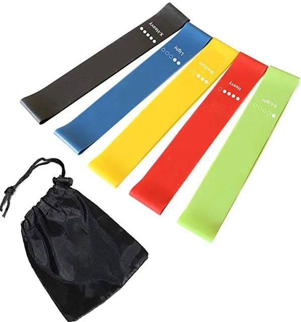 Strength Training Elastic TPE Workout Belt 5 pcs 1 set Yoga Fitness Resistance Bands