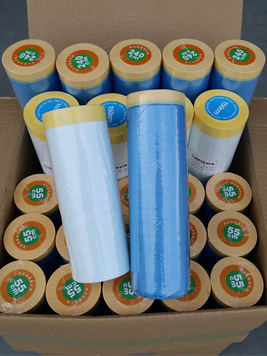 Factory wholesale masking film tape crepe paper heavy duty tape heat resistant automotive paint masking film for decoration