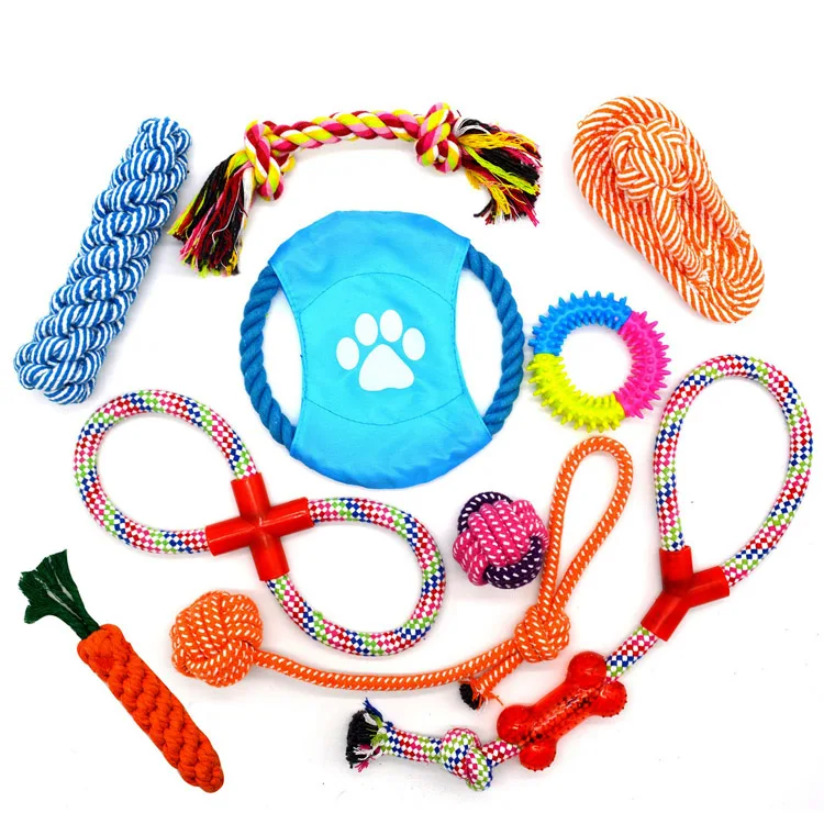 Custom Christmas Durable Cotton Rope Dog Toys 10 Pack Gift Set Free Assortment Pet Chew Dog Toy Set