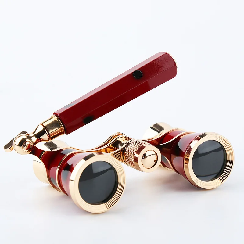 Johold Wholesale 3X25 retro viewing glasses with chain metal optical binoculars for viewing competition music viewing glasses