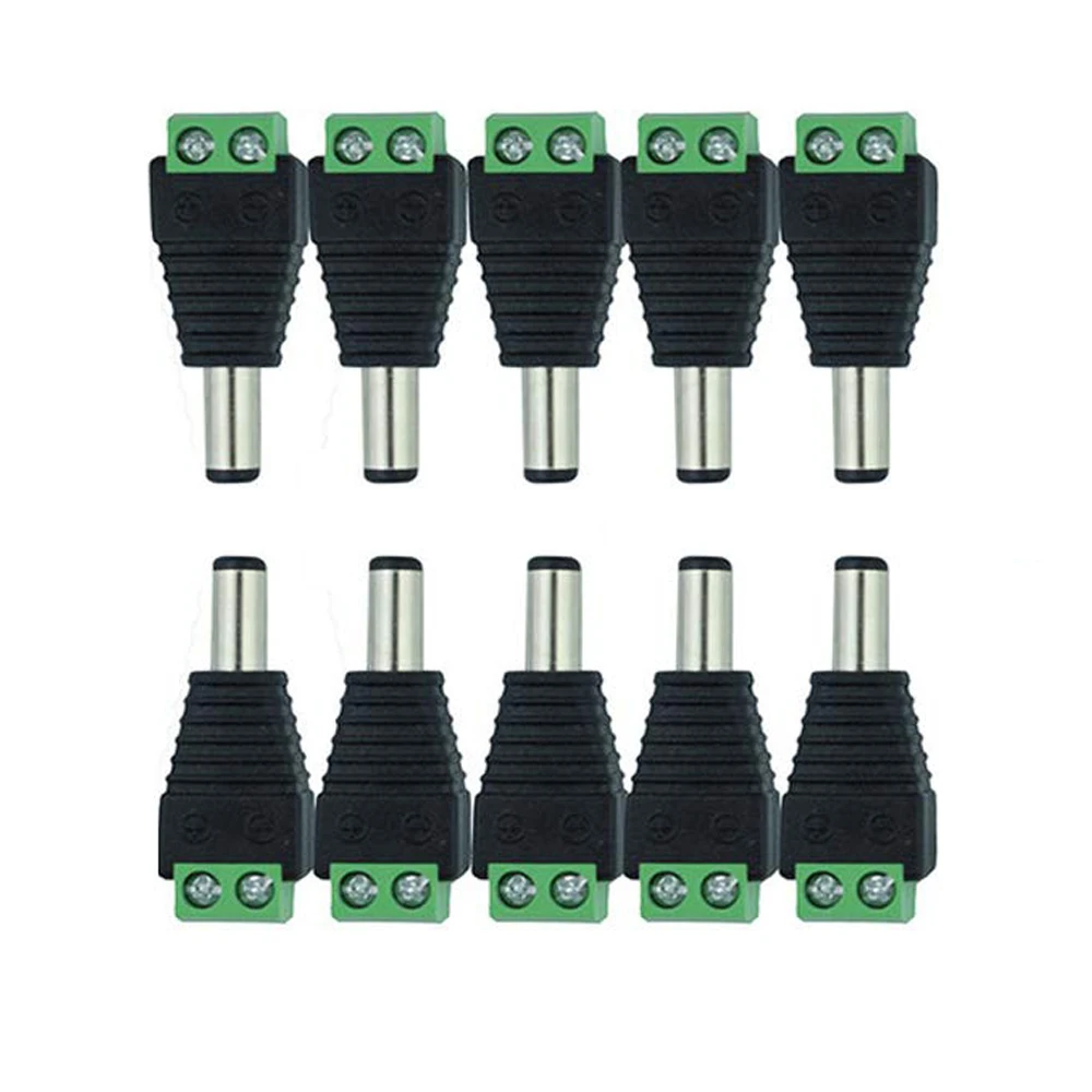 10PCS male DC Power Jack & Plug Screw-on Wire Connector for cctv camera  monitor system video surveillance  to terminal block
