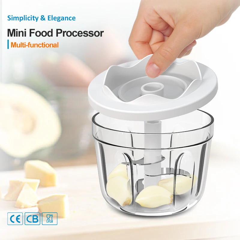 Baffle Design PS Cup Big Non-slip Button 30W 1200mAh 1700rpm 350mL Electric Food Chopper with Annulus Pattern Top