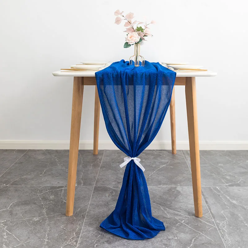 Золотая блестящая шифоновая скатерть для кофейного столика из полиэстера