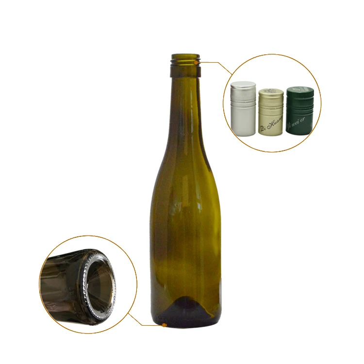 Cheap 375ml Burgundy Green Colored Mini Glass Wine Screw Top Bottle For Alcohol Drink