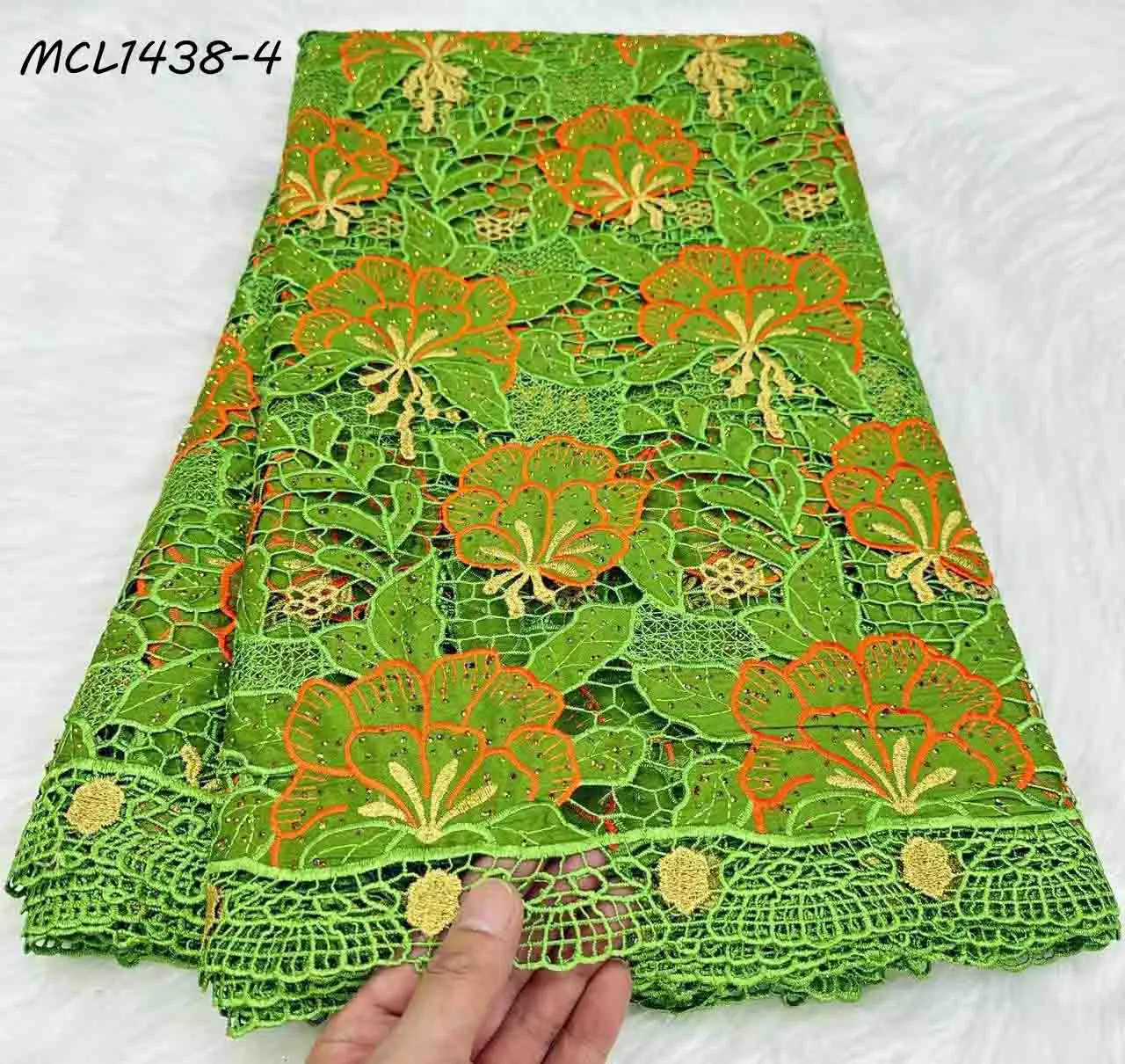 High quality bridal lace fabric chiffon cord embroidery floral hollow out wedding guipure lace fabric for africa women dress