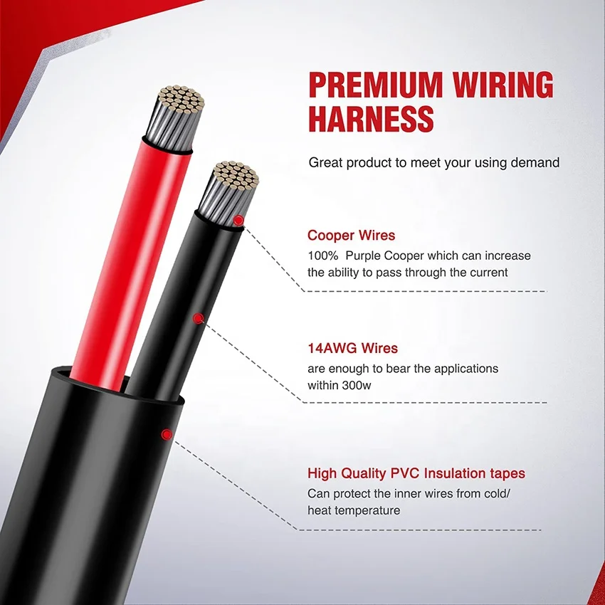 14AWG 10018W DT Connector Wiring Harness Kit - 1 Lead 12V On Off Switch Power Relay Blade Fuse for Off Road LED Work Light