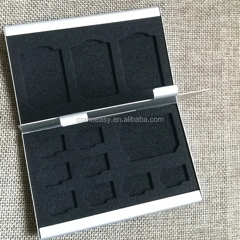 aluminum micro nano sim SD card holder/cardscase Aluminium Alloy silver Color