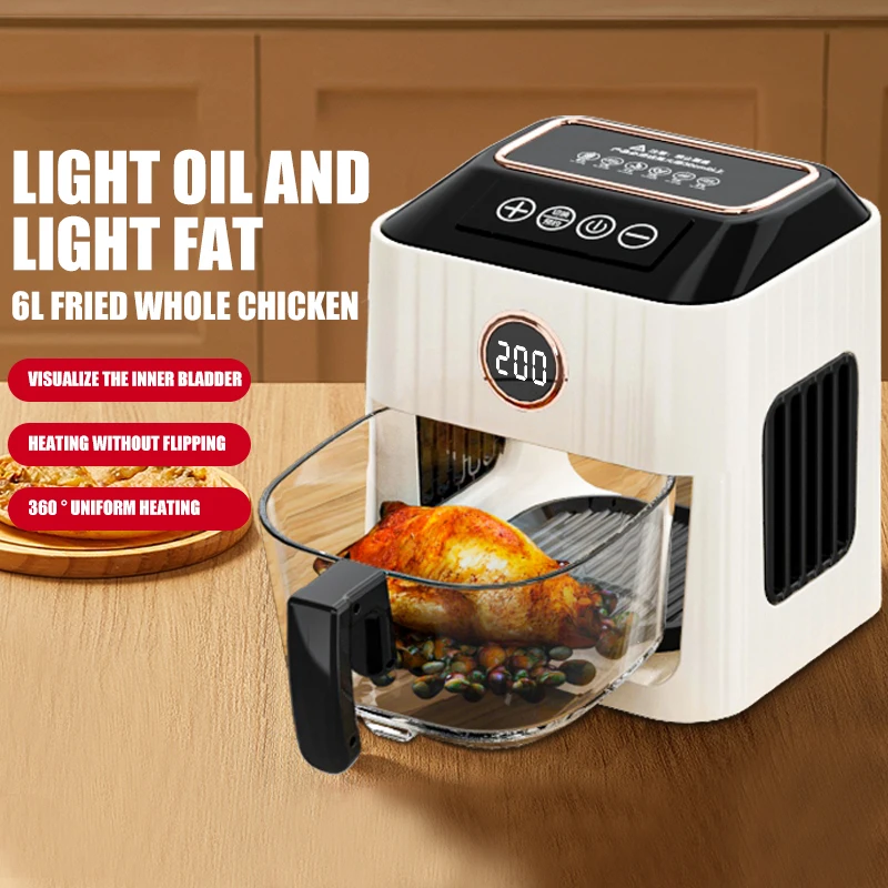 OEM Factory Price Basket 6l Smart Digital Electric Air Fryer For Kitchen Household