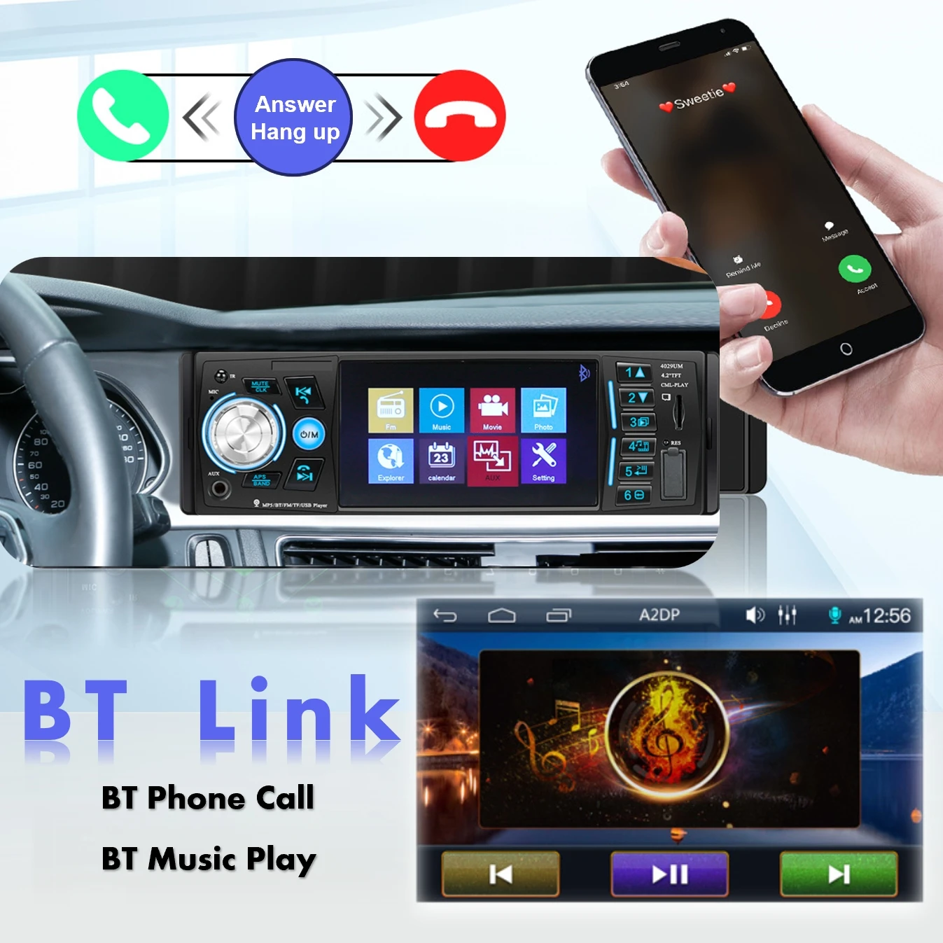 4.1 Inch Car radio Player 1 din car stereos Auto Radio reproductor de carro Multimedia Mp5 Player with USB BT FM