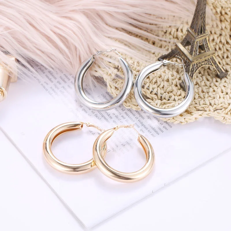 Gold Hoop Earring Custom Silver Gold Statement Cuff Earrings Big Hoop Earrings