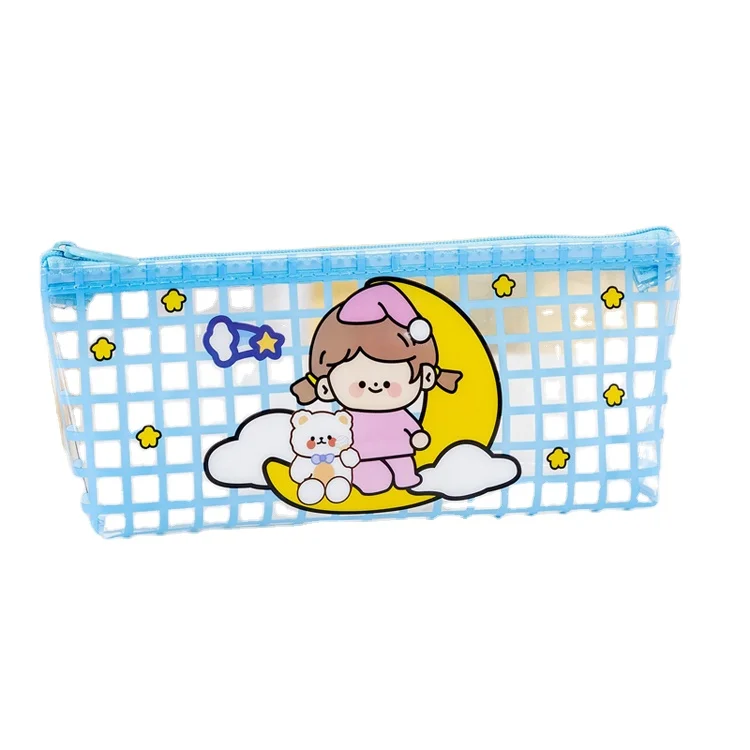 Fashion Custom Pencil Bag Zipper PVC Pencil Pouch for Student Waterproof Plastic Raiser
