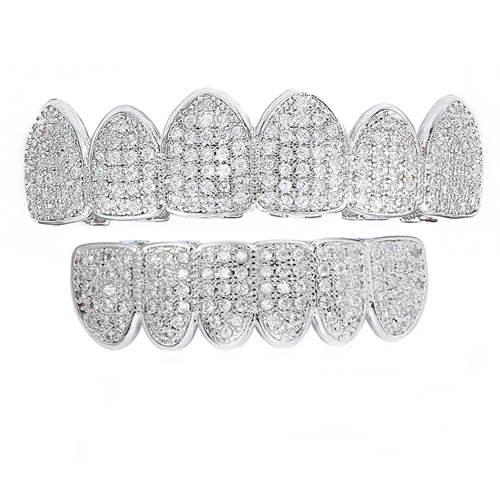 Custom VVS Moissanite Lab Natural Moissanite Hip Hop Teeth 925 Silver Grillz Diamond Teeth