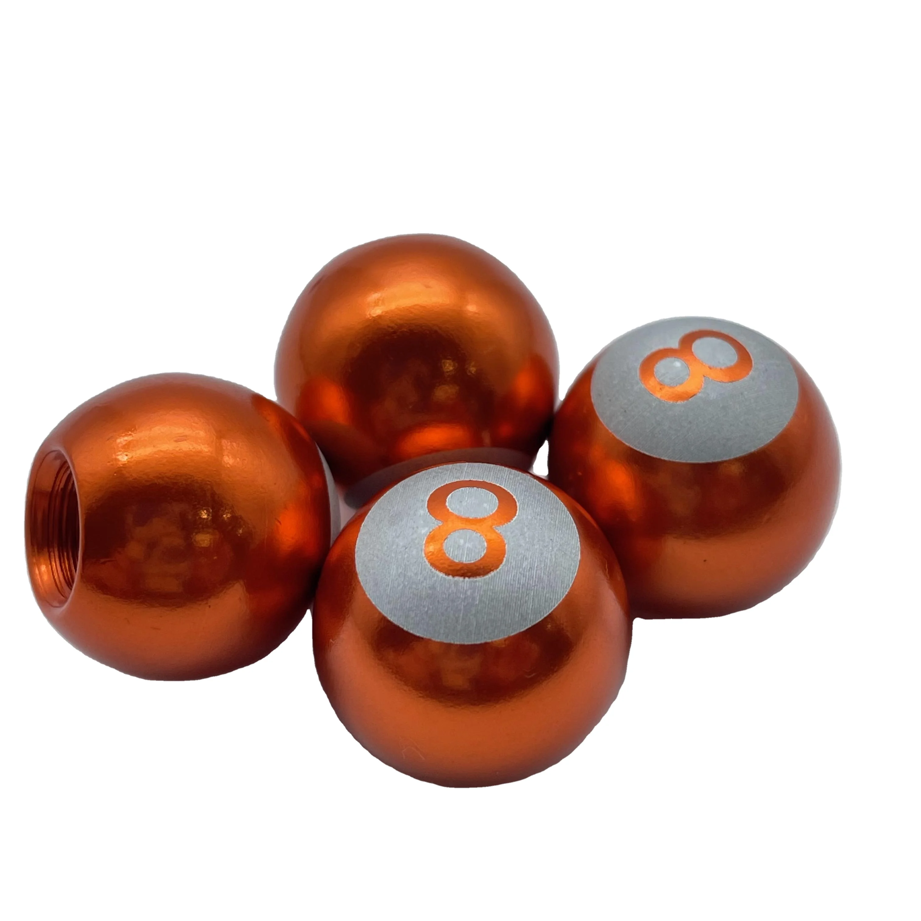 New Style Aluminum Orange 8 round Shape Wheel Valves Decoration Billiard Ball Car Valve Stems Nozzle Caps