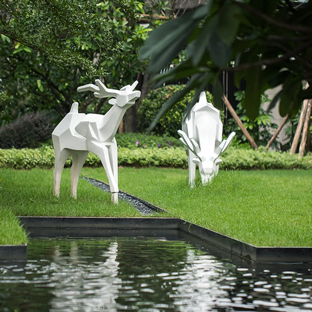 Keenhai customized large garden sculpture stainless steel deer statue