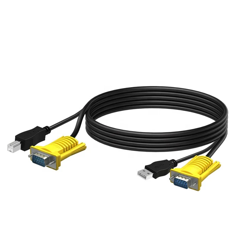 High Quality  2-in-1 USB KVM Cable Specifically for Severe Remote Control KVM Switch Combining USB and VGA Connector