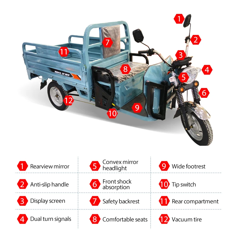 High-quality Cargo Dimension 800kg 1000kg Large capacity Large Space Electric Vehicle For Cargo