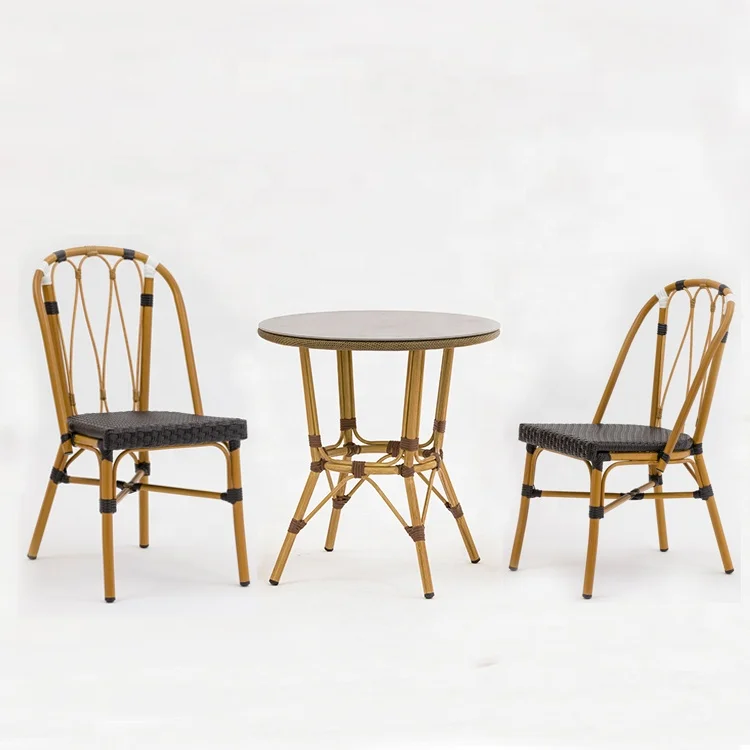 Factory Direct Supplier Agent Hand Woven PE Rattan Wicker Stackable Chair Patio Garden X Shape Restaurant Cafe Dining Cane Set