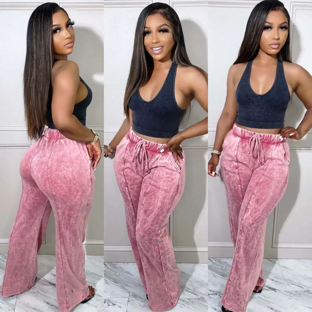 Custom New Casual Womens Loose Oversize Straight Leg Ladies Jogger Pants Baggy Wide Leg Sweatpants For Women